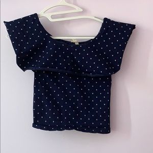 NWOT Blue polka dot off the shoulder shirt
